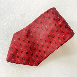 Tommy Hilfiger VTG Geometric Neck Tie Maroon and Navy W/ Squares and Dots EUC